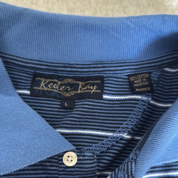 Keeler Bay 100% Cotton Blue Striped Polo Shirt - Picture 2 of 3